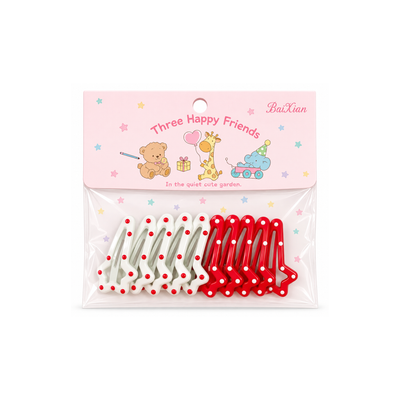 Barrettes Étoiles Ondulées Rouge & Blanc