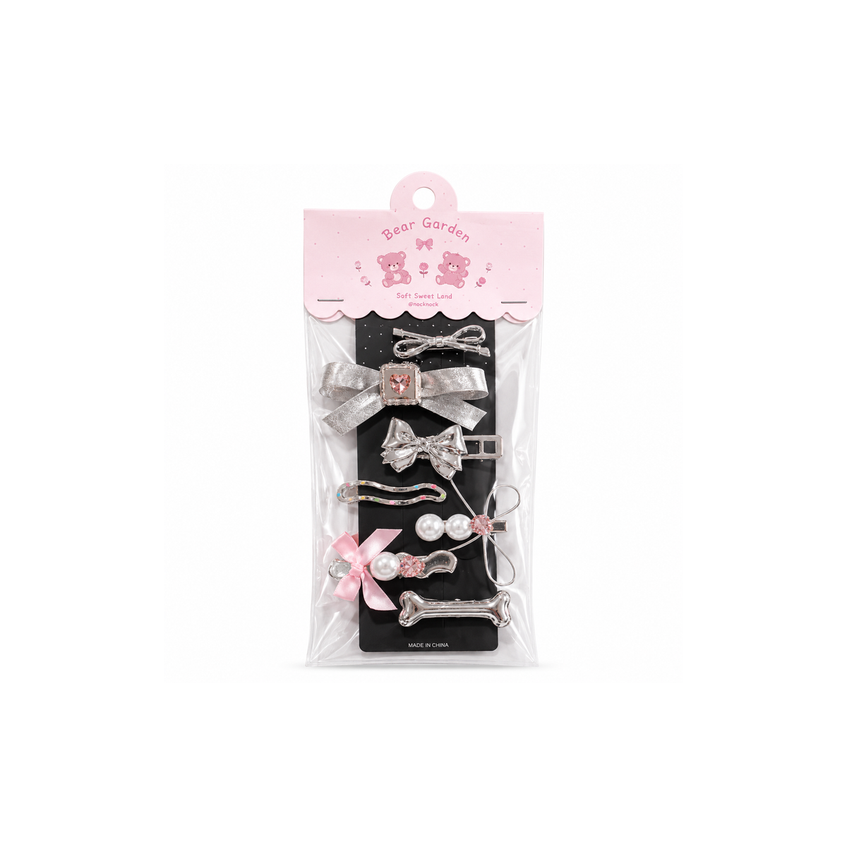 Set Bijoux de Cheveux Silver & Pink