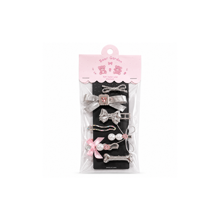 Set Bijoux de Cheveux Silver & Pink